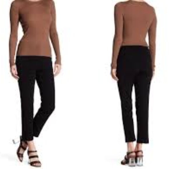 Theory Pants - Theory Black High Waisted Treeca K Straight Leg Ankle Pant in Oxford Knit Size 8